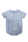 20238-Smocked Train Blue Baby Boy Bubble Romper