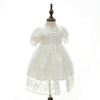 2 pc Short Sleeve Christening Dress with Lace Overlay