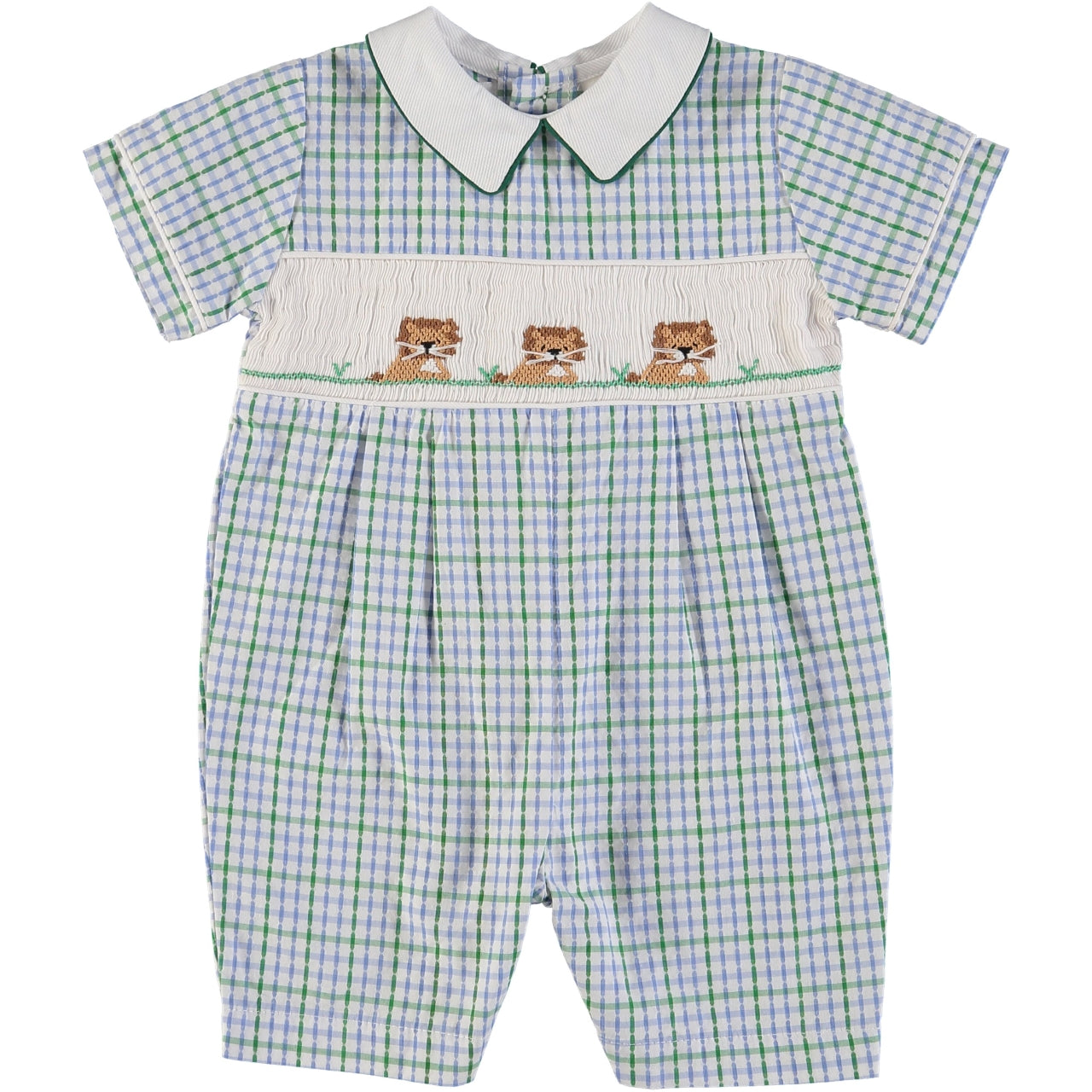 Smocked Lions Infant Boy Shortall
