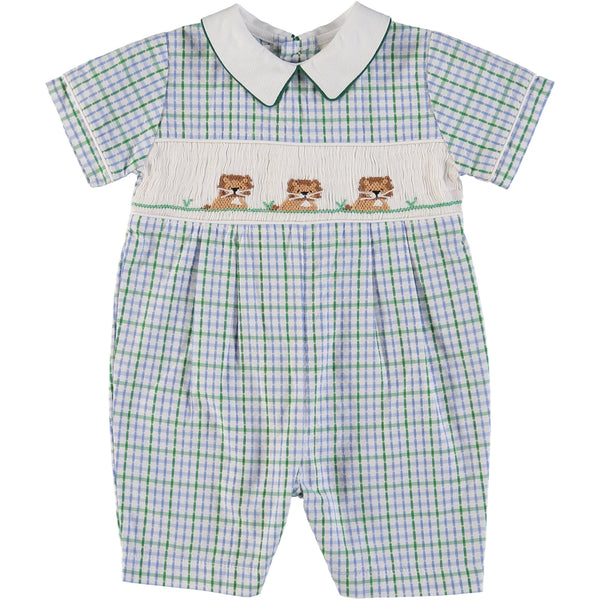 Smocked Lions Infant Boy Shortall