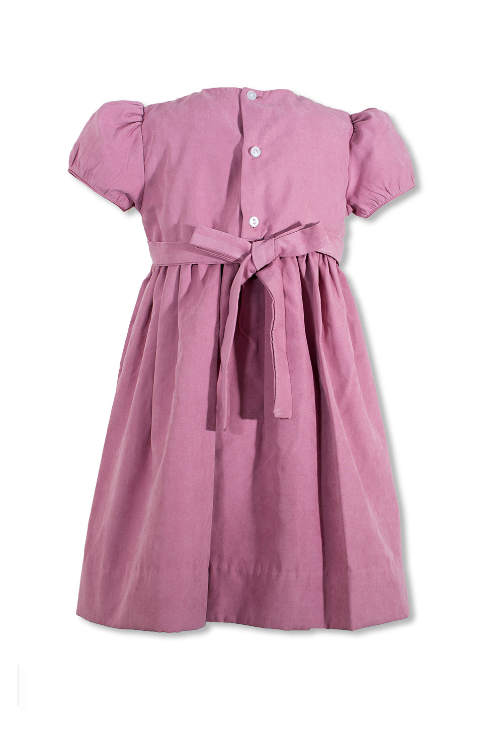 Sophisticated Suede Smocked Short Sleeves Yoke Toddler Mauve Dress 2