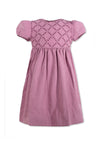 Sophisticated Suede Smocked Short Sleeves Yoke Toddler Mauve Dress