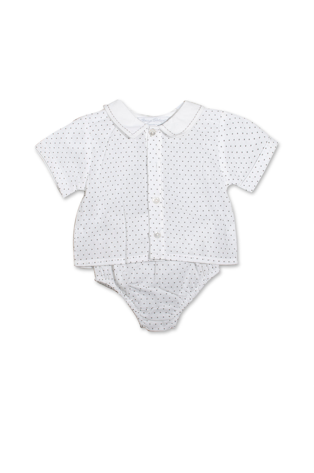 Star Diaper with Short Sleeves Button Up Shirt Set