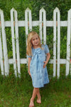 Wholesale Blue Suede Pattern Short Sleeve Baby Girl Dress - Imagewear