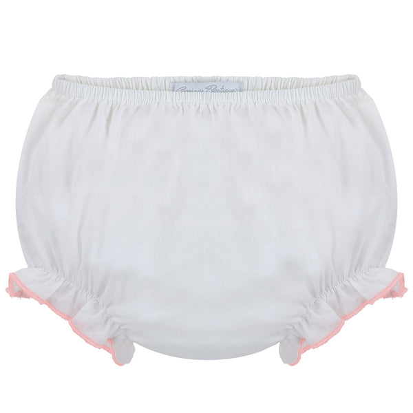 Wholesale Baby Girl Ruffle Panty Diaper Cover 2 - Pink Trim