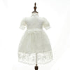 2 pc Short Sleeve Christening Dress with Lace Overlay