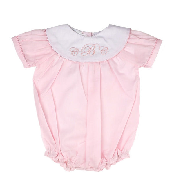 Classic Monogram Blanks Pink Baby Girl Bubble Romper 2