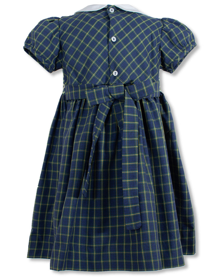 Green Yellow Plaid Baby & Toddler Dress with Bow 2