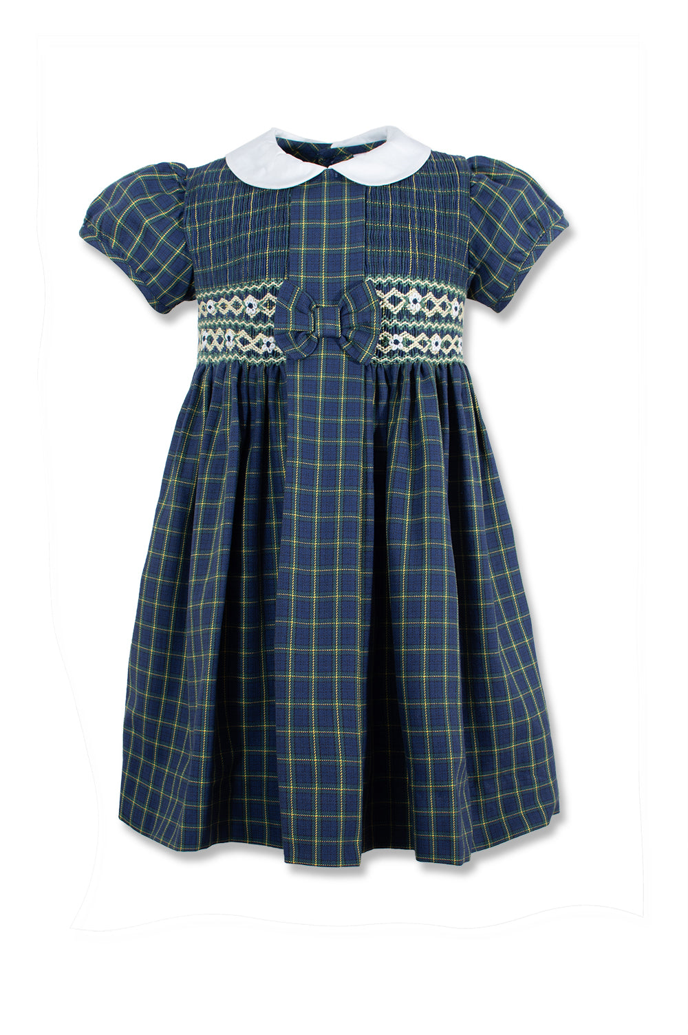 Green Yellow Plaid Baby & Toddler Dress with Bow
