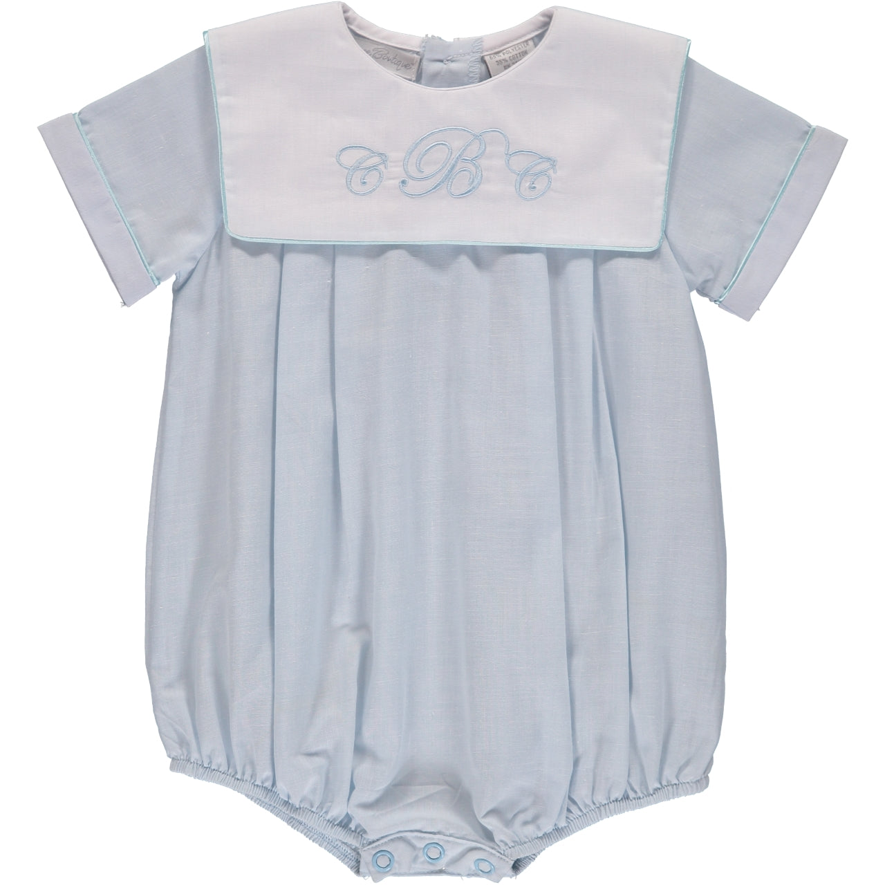 Monogrammable Blue Baby Boy Bubble Romper