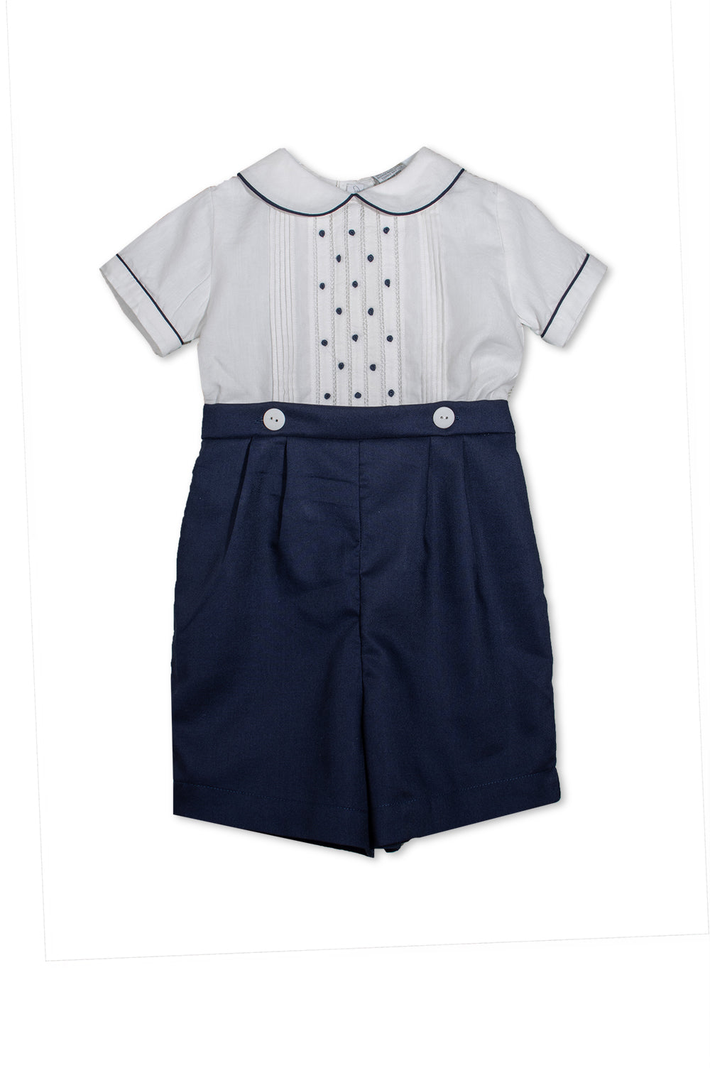 Navy Tucks With Dots Bobbie Suit