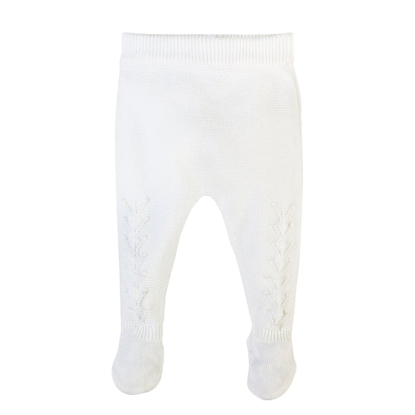 Off White Baby Boy Special Occasion 2 Piece Knit Leaf Outfit 4