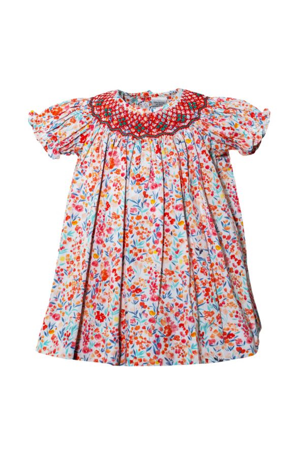 Orange Floral Bishop Baby Girl Dress