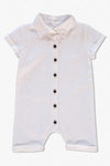 Linen Collared White Baby Boy Romper