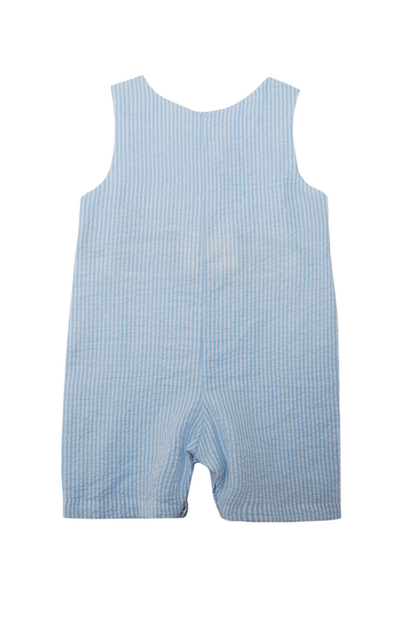 Sleeveless Smocked Fish Baby Boy Shortall 2