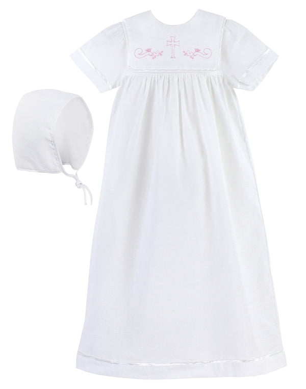 Smocked Christening & Baptism Bib Baby Girl Gown