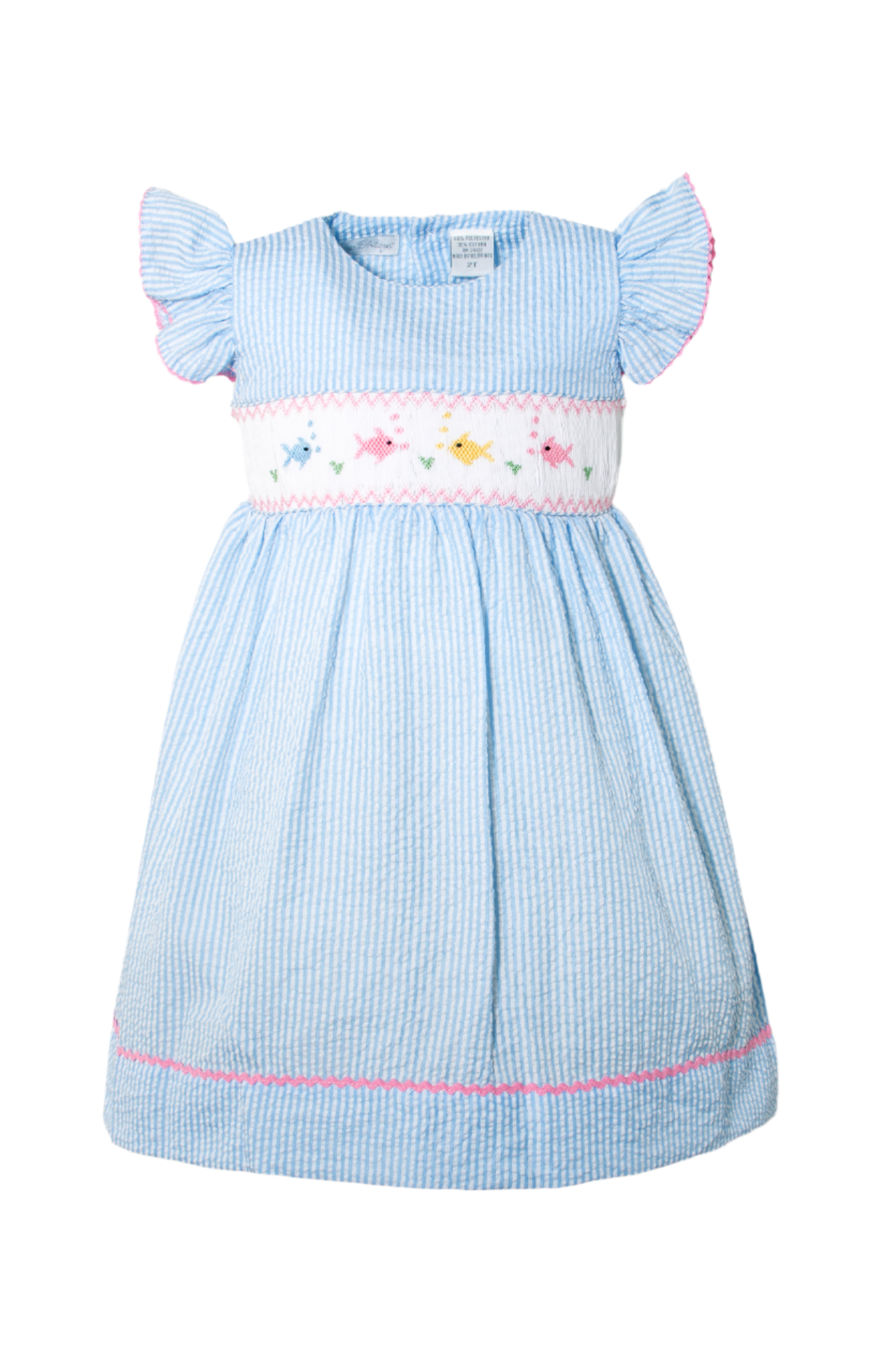 Smocked Fish Yoke Cut Toddler Girl Dress