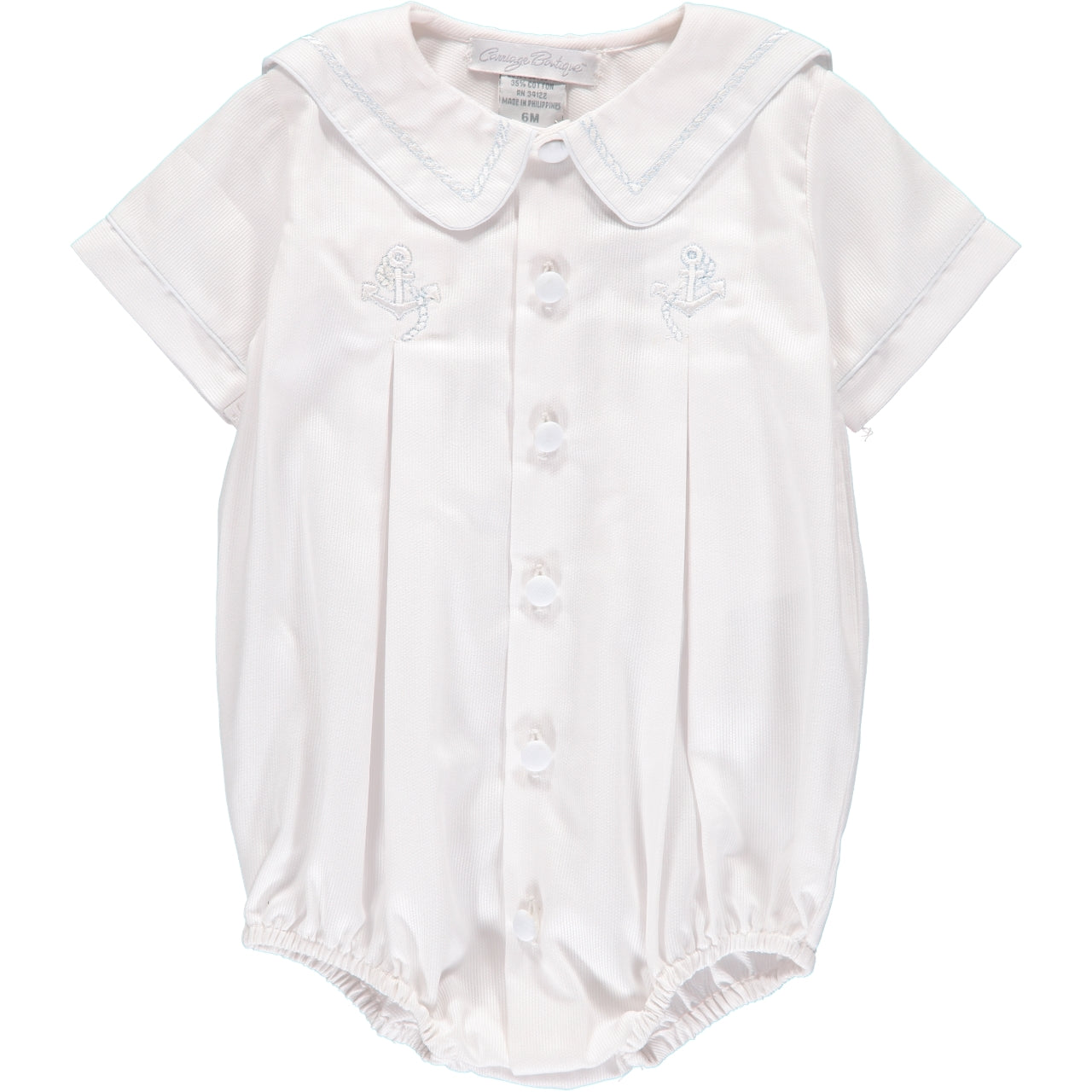 Wholesale Baby Boy White Anchor Bubble Romper