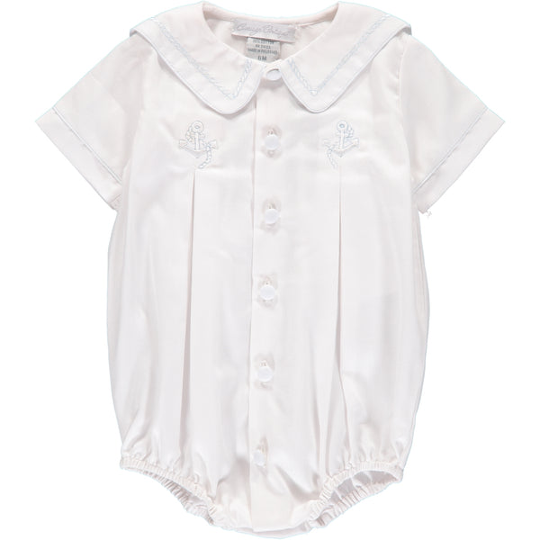 Wholesale Baby Boy White Anchor Bubble Romper