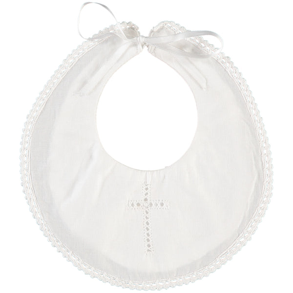 Wholesale Baptism Bib with Cross and Satin Ribbon - Imagewear