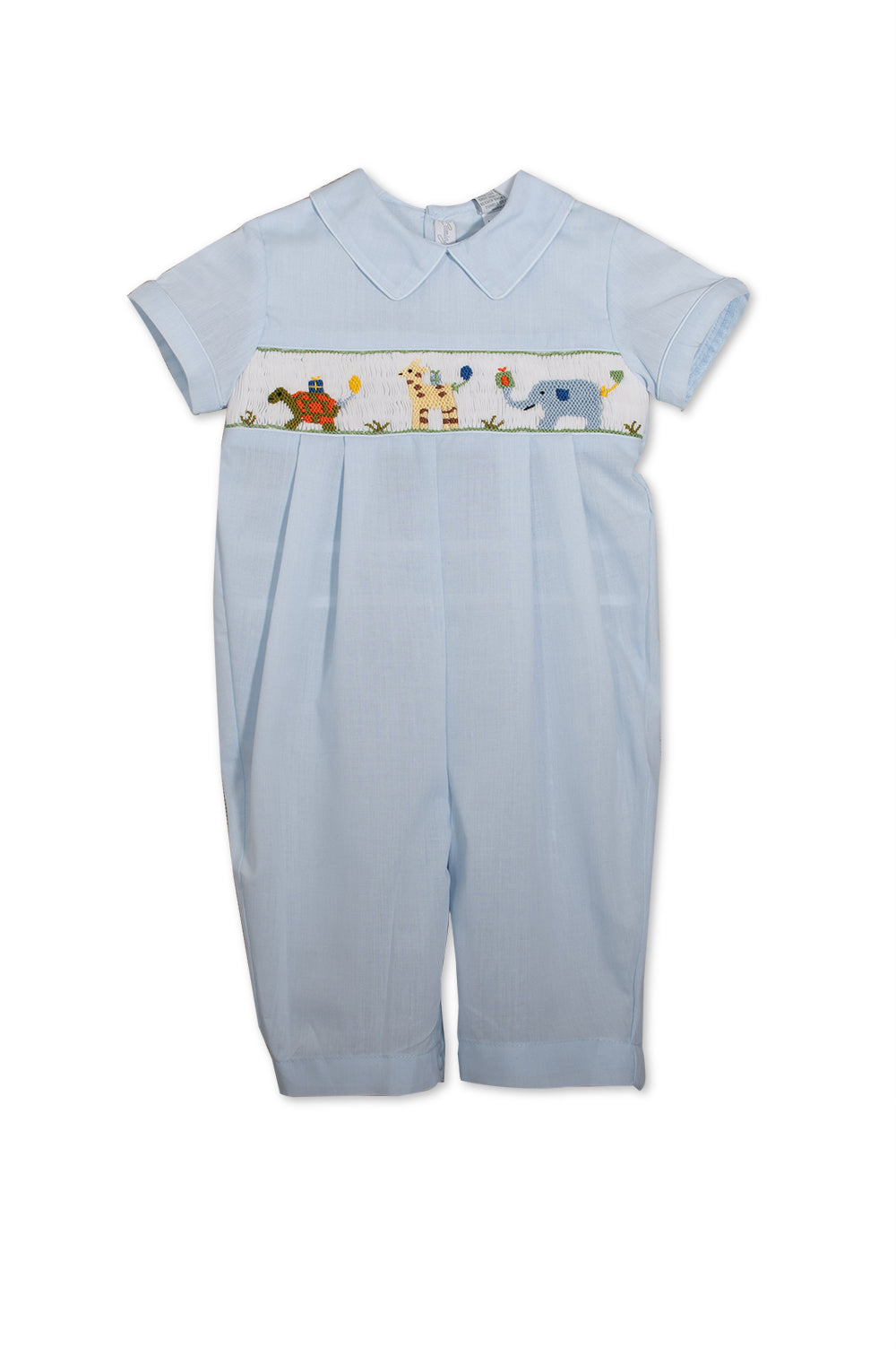 Blue Smocked Animals Baby Boy Longall