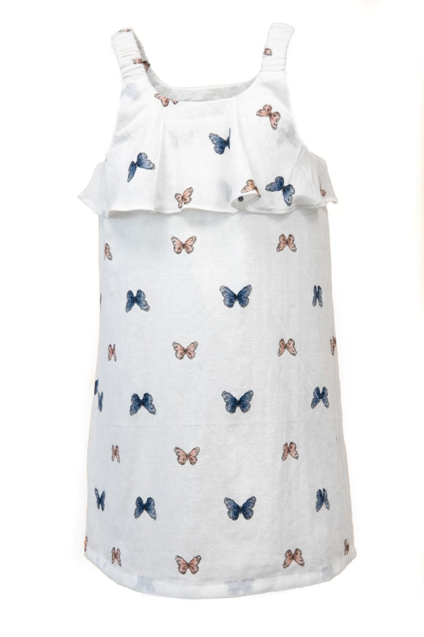 Wholesale Butterfly Sleeveless Toddler & Youth Girl Dress White - Imagewear