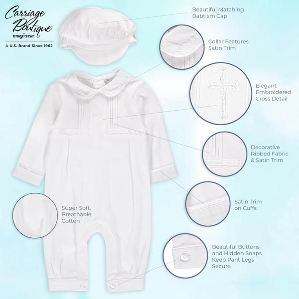 Wholesale Elegant Baby Boy Christening Outfit with Hat 6