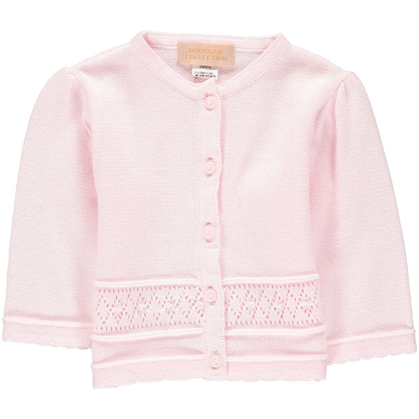 Wholesale Pointelle Pink Classic Baby & Toddler Girl Cardigan Sweater - Imagewear