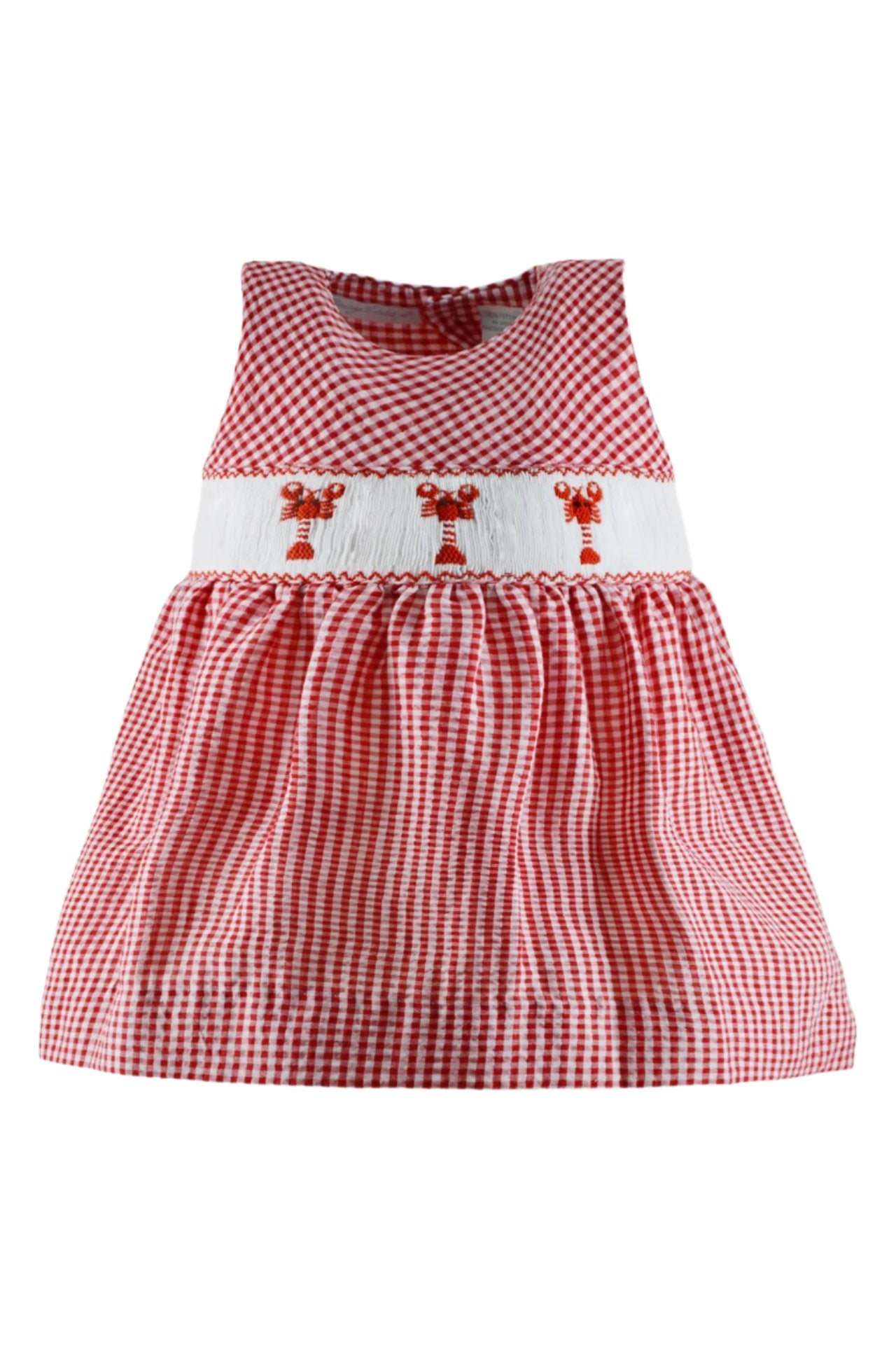 Wholesale Smocked Lobster Seersucker Baby Girl Dress
