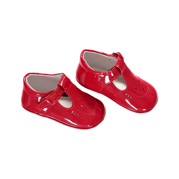Leather Crib Shoes Red, , Carriage Boutique, Imagewear