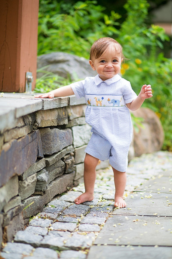 Wholesale Smocked Animal Shortall Baby Boy Romper 2 - Imagewear