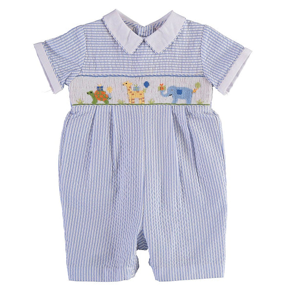 Wholesale Smocked Animal Shortall Baby Boy Romper - Imagewear