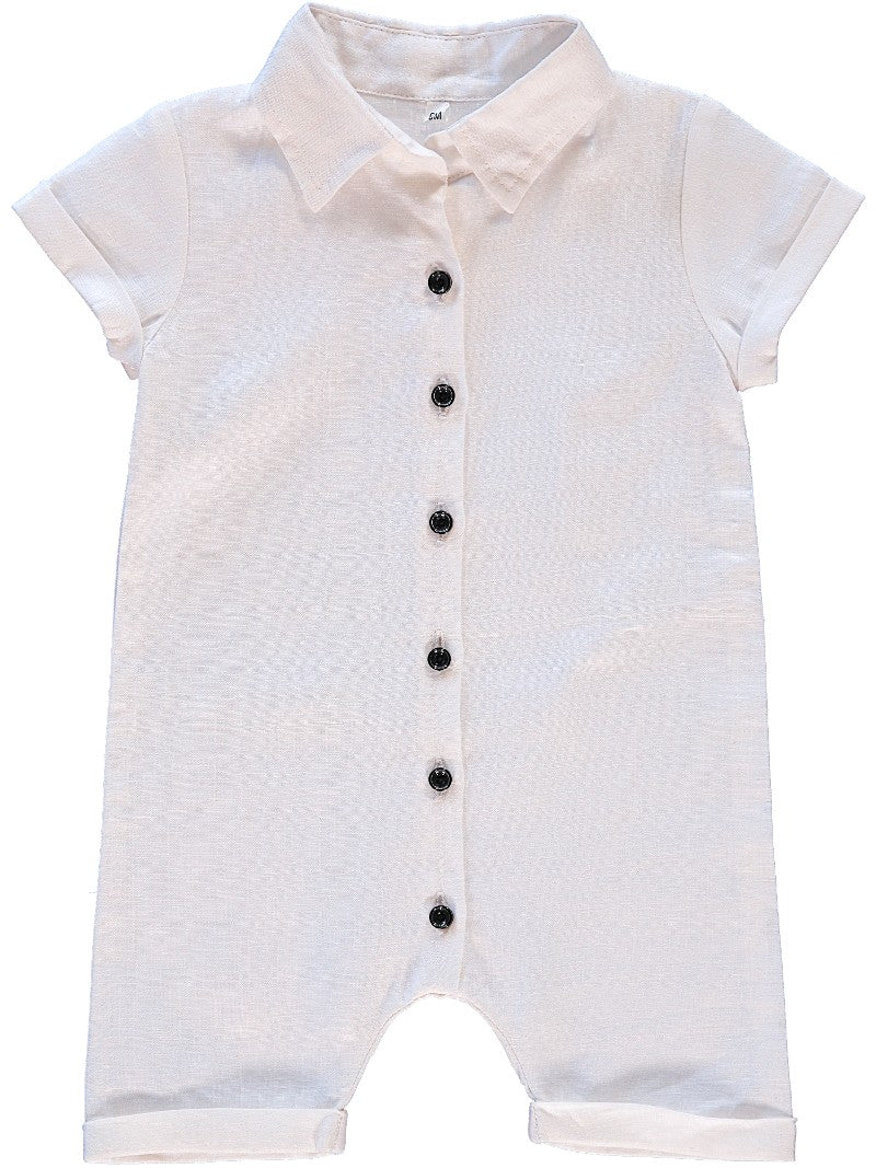 Wholesale Linen Collar White Baby Boy Romper - Imagewear