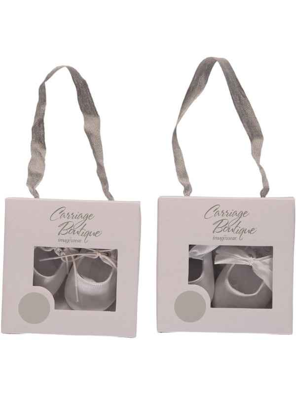 Satin White Crib Shoe- Ribbon, , Imagewear, Imagewear
