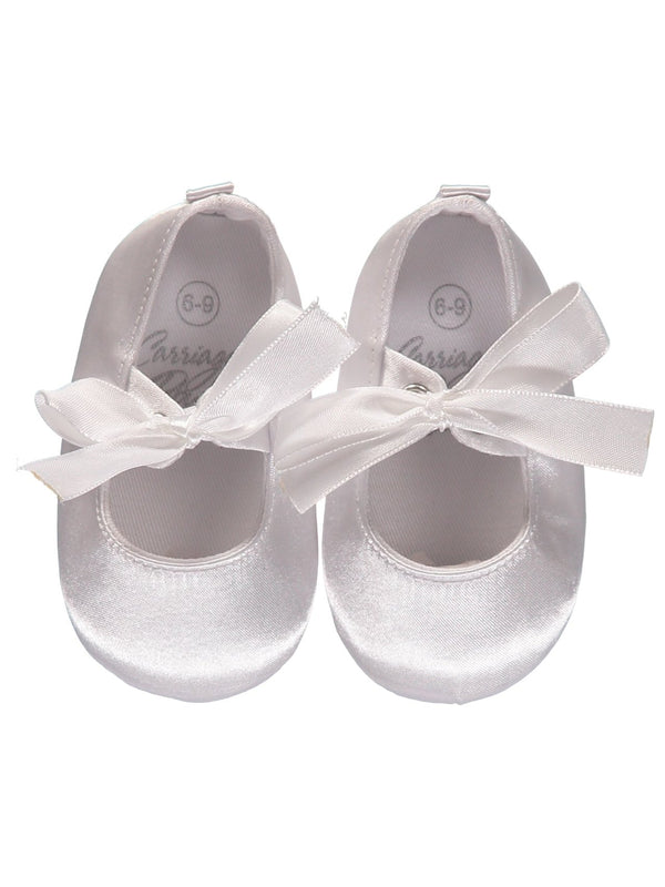 Satin White Crib Shoe- Ribbon, , Imagewear, Imagewear