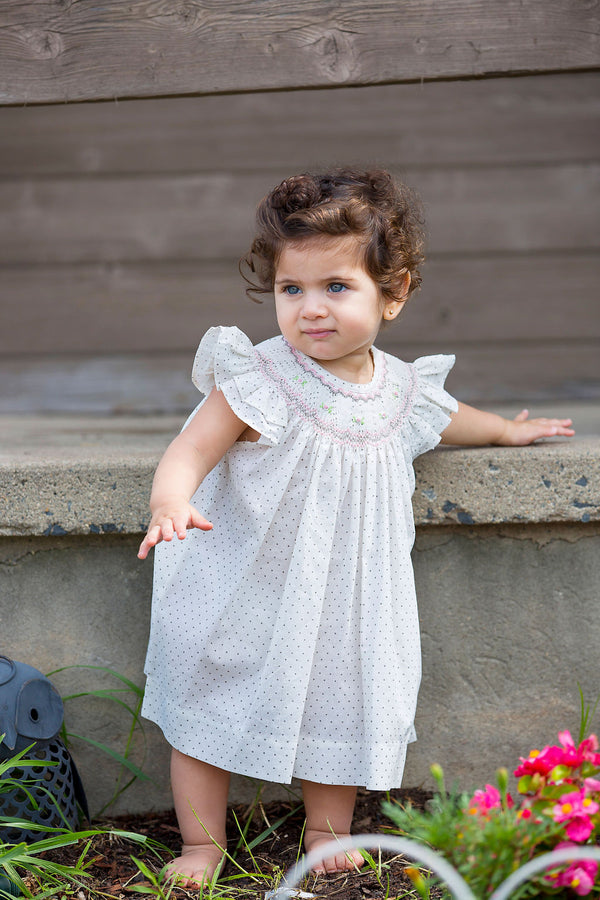 Smocked Star Bishop Off White Baby Girl Dres 2
