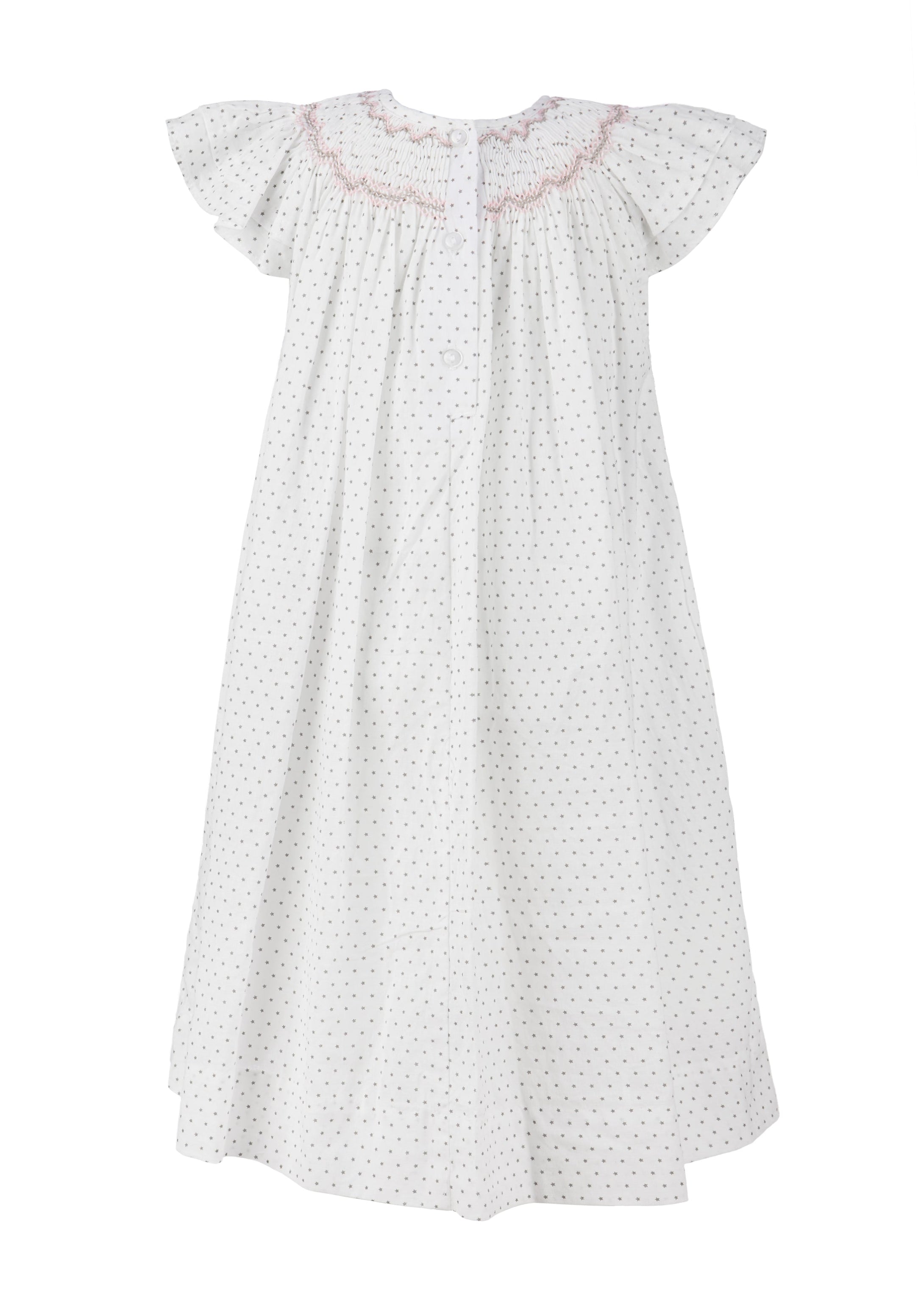 Smocked Star Bishop Off White Baby Girl Dress 6