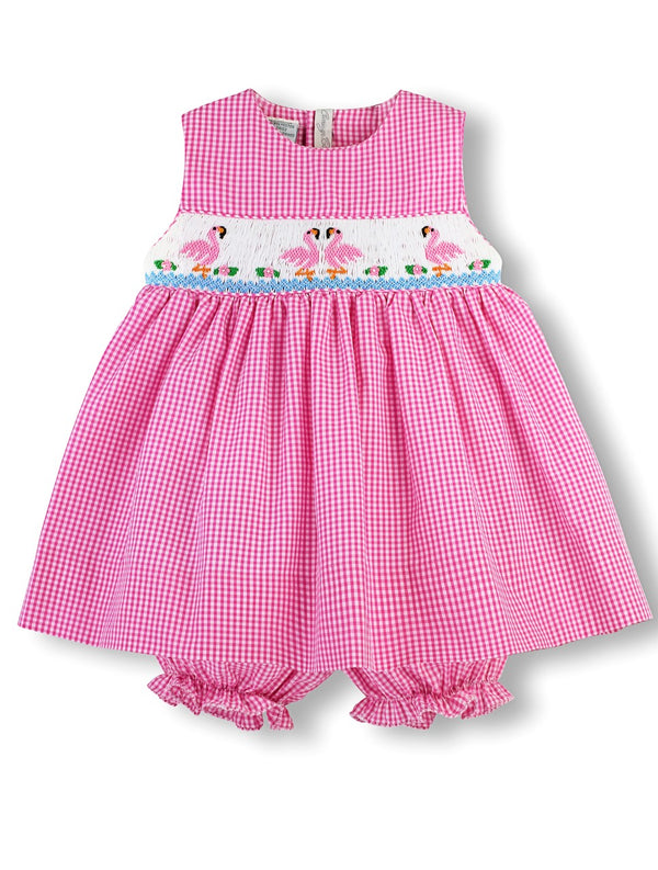 Wholesale Smocked Flamingos Baby Girl Dress - Imagewear