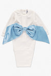 Newborn Receiving Swaddle Bow Bag-White