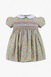 Wholesale Green Full Floral Yoke Baby Girl Dress