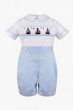 Smocked Sailboats Bobby Suit