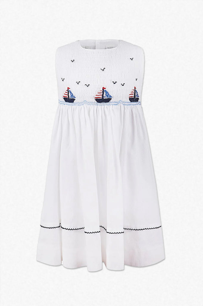Smocked Freedom Boats White Toddler & Youth Dress