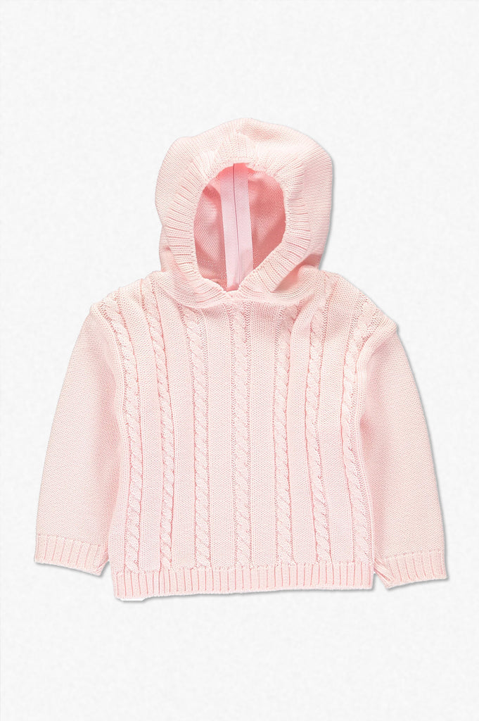 Cable Zip Back Sweater - Pink - Newborn & Infant