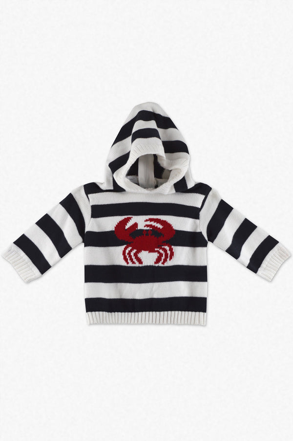 20088-Stripe Crab Zip Back Baby Boy Sweater