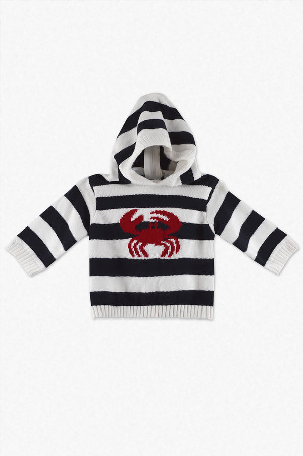 20088-Stripe Crab Zip Back Baby Boy Sweater