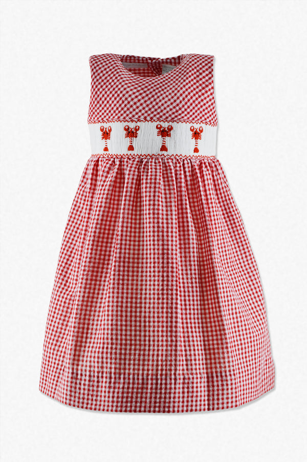 20106T-Smocked Lobster Seersucker Toddler Girl Dress