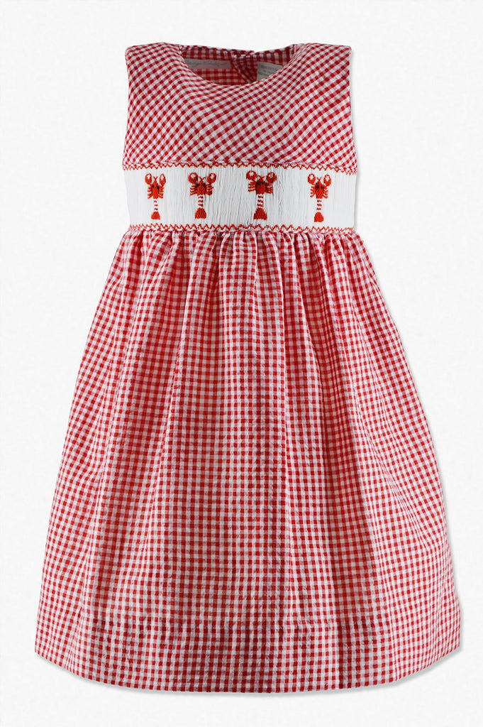Smocked Lobster Seersucker Toddler Girl Dress