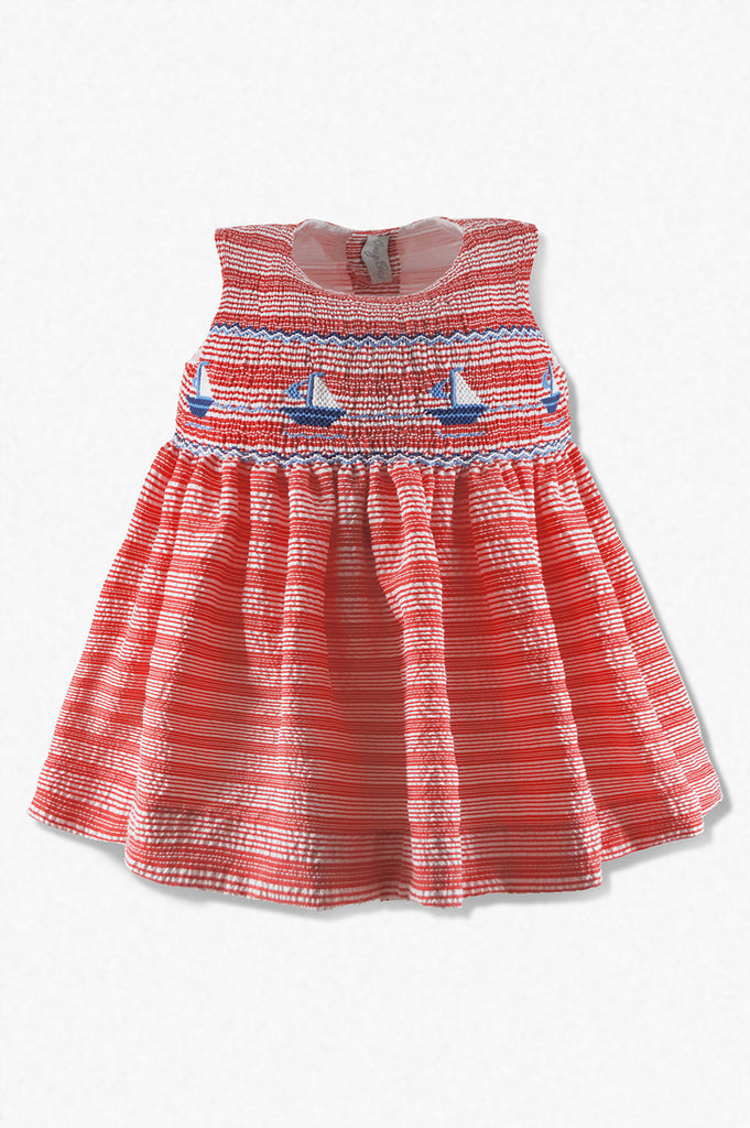 Wholesale Sailboats Seersucker Baby Girl Dress