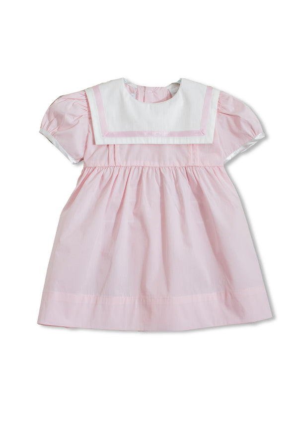 20125-Short Sleeve Pink & White Baby Dress