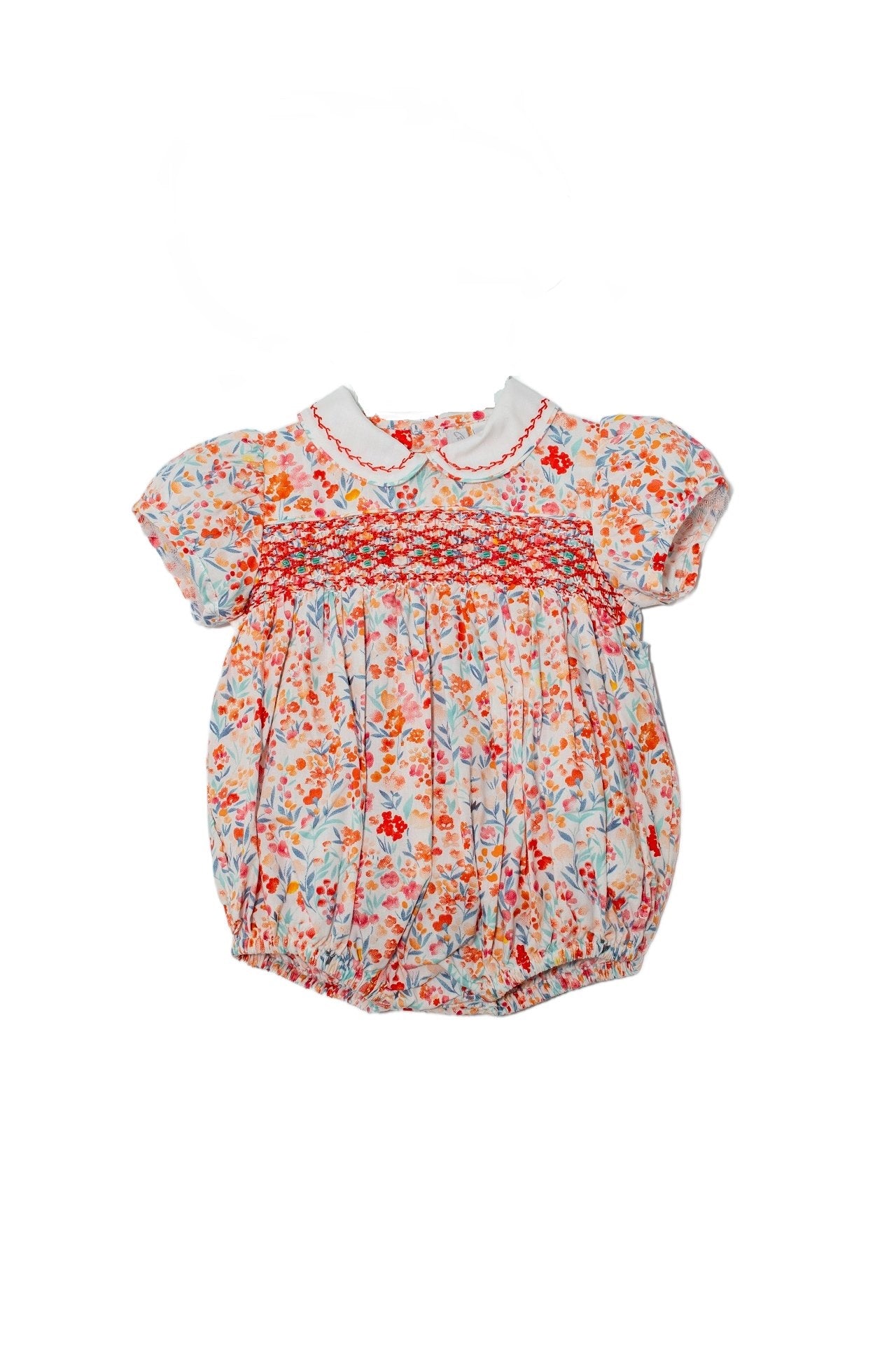 20145-Orange Floral Baby Girl Bubble